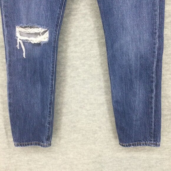Levis 501 Jeans 27x28 Button Fly Skinny Tapered Distressed Medium Mom - Picture 3 of 16